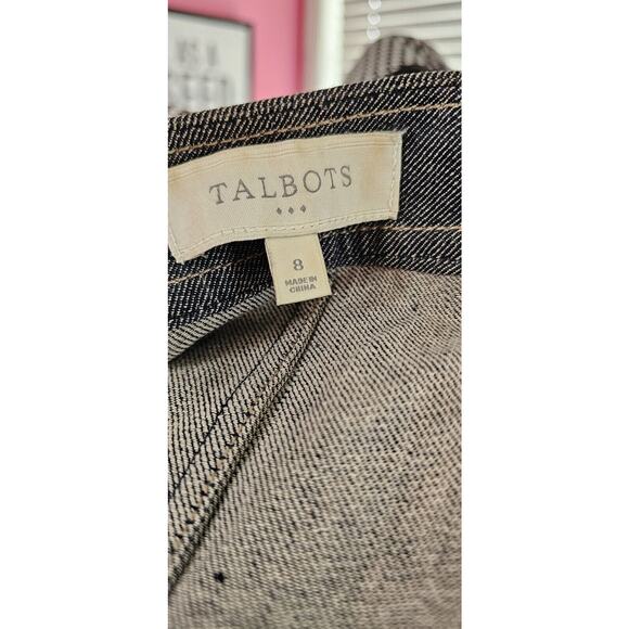 Talbots Linen Chambray Soft Denim Look Lightweight Jacket Top Bow Neckline Sz 8 - Picture 3 of 3